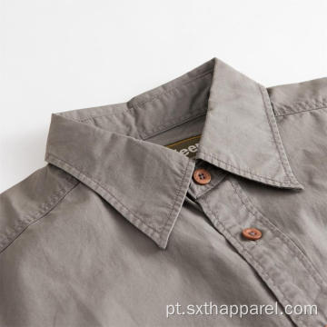 Camisa masculina de manga curta sarja de algodão